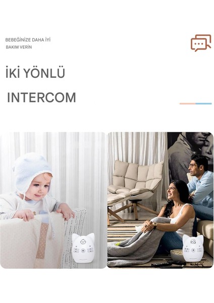 V30 Çocuk, Bebek Telsizi, Uzun Menzilli Sesli Bebek Telsizi, Iki Yönlü Iletişim, Taşınabilir Tasarım ve Gece Işığı Kontrolü, Ninniler Içerir