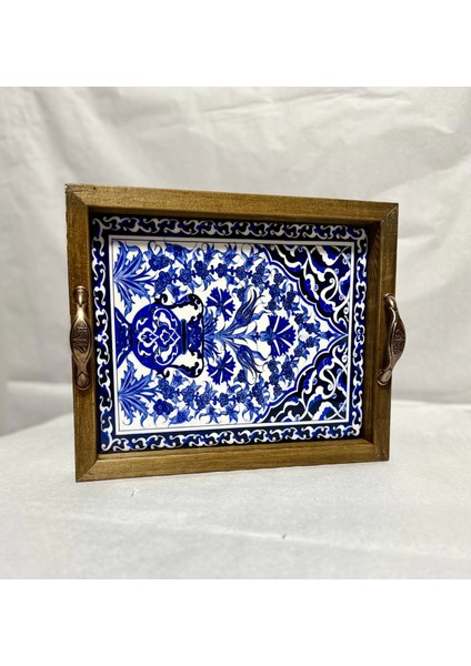 20 x 25 cm Mavili Çini Tepsi