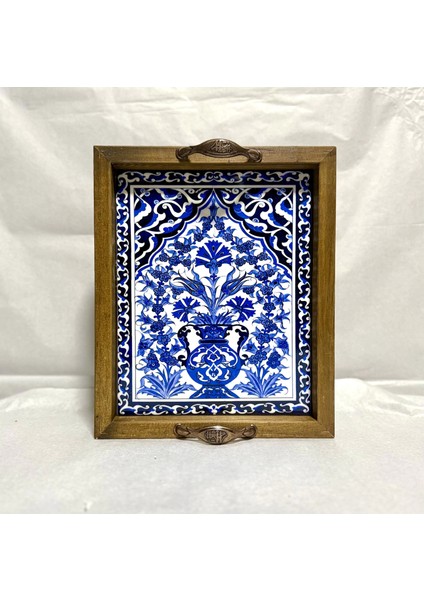 20 x 25 cm Mavili Çini Tepsi
