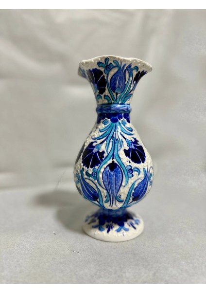 25 cm Samur Mavi Desenli Vazo