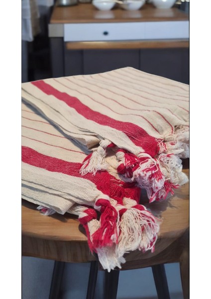 2'li Kırmızı Çizgili Mutfak Kurulama Bezi Pamuk Kara Tezgah Peşkir 50 x 90 cm fırsatları