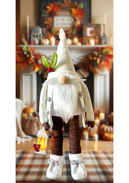 60 cm Işıklı Fener Şans Cücesi Dekoratif Biblo Kar Gece Lambası Noel Baba ,halloween,yılbaşı