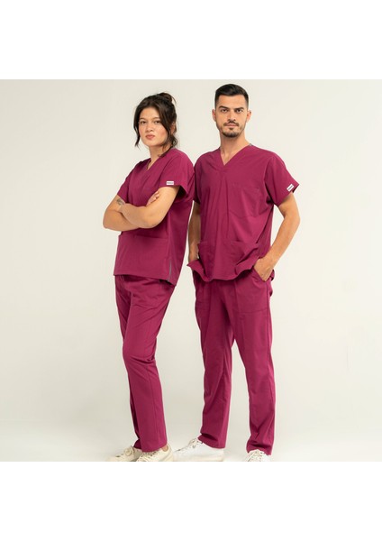 Confor Likralı Unisex Medikal Pembe Alt Üst Takım Doktor Hemşire Uniform Scrubs