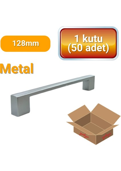 50 Adet Kare Mat Krom Metal Mobilya Kulbu Seti 128 mm