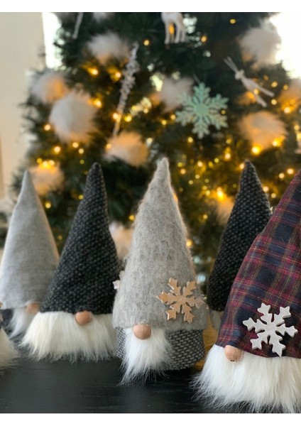 Yılbaşı Dekor Süs - Noel Şans Cücesi - Yılbaşı Hediyelik Noel Baba Süsü - Iskandinav Gnome - 19X37C
