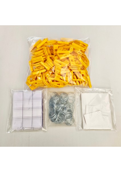 100X Anahtarlık Kare Plastik Etiket Kimlik Pvc li İsimlik Isim Yazı Yazmalık Yazılabilen (Sarı Renk)