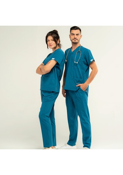 Confor Likralı Unisex Medikal Petrol Alt Üst Takım Doktor Hemşire Scrubs