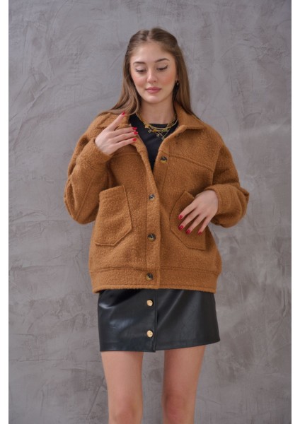 Kadın Cep Detaylı Önü Düğmeli Üç Renk Mont