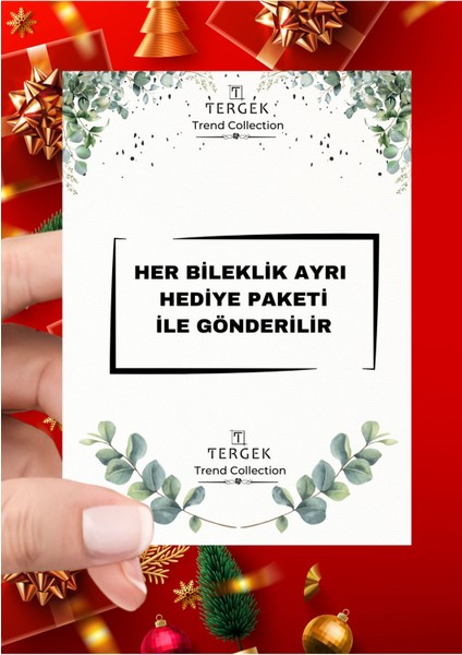 Mutlu Yıllar Yılbaşı Kartlı Hediyelik 2025 Yeniyıl Noel Ip Şans Bileklik