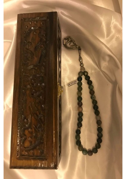 Tesbih Akik Doğal Taş Tesbih Gümüş Imameli Ahşap Kutulu Hint Akik fiyatları
