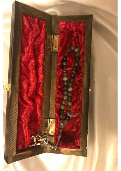 Tesbih Akik Doğal Taş Tesbih Gümüş Imameli Ahşap Kutulu Hint Akik fırsatları