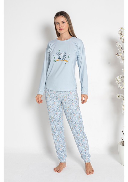 Kadın Termal Pijama Takımı 24484 Mavi