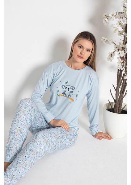 Kadın Termal Pijama Takımı 24484 Mavi