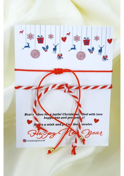 Tekno Trust Yılbaşı Temalı Ayarlanabilir, Kırmızı Ipli Yeni Yıl-Noel Hediyesi Kalp -Şans - Dilek Bilekliği fiyatları