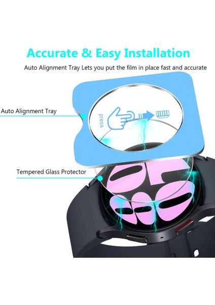 Samsung Galaxy Watch 4 44MM Kolay Uygulama Aparatlı Cam Ekran Koruyucu 01 modelleri