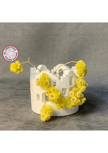 El Yapımı Ev Tipi Dekoratif Biblo / Mumluk - 8 x 9 cm