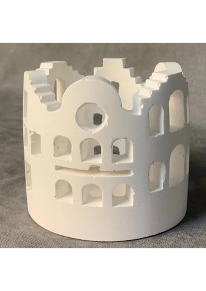 El Yapımı Ev Tipi Dekoratif Biblo / Mumluk - 8 x 9 cm