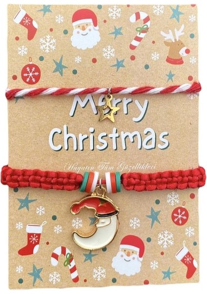 Tekno Trust Yeni Yıl Yılbaşı Noel Ay Şans Bilekliği ve Yıldızlı Marteniçka Bileklik (Kartlı) fiyatları