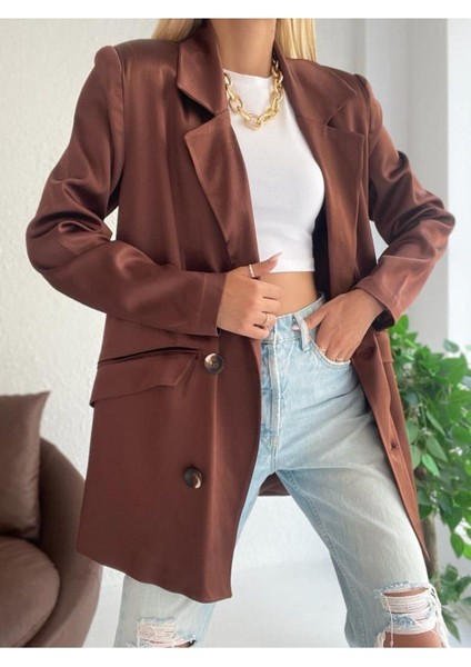 Kadın Oversize Saten Ceket