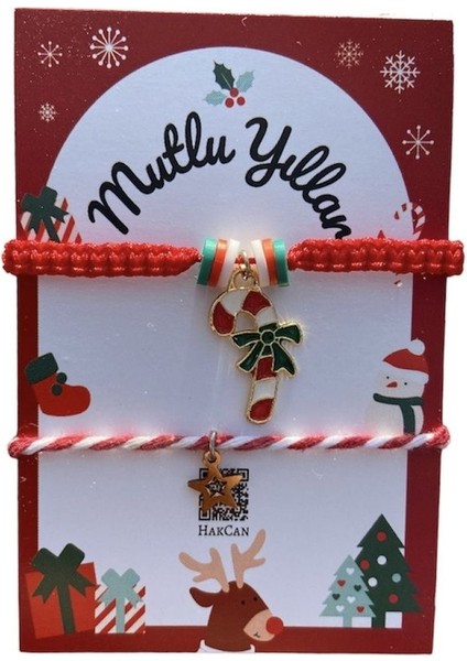 Tekno Trust Yeni Yıl Yılbaşı Noel Baston Şekeri Şans Bilekliği ve Yıldızlı Marteniçka Bileklik (Kartlı) fiyatları