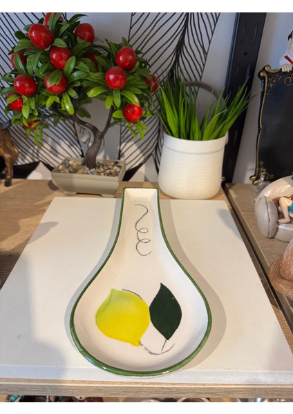 Porselen Limon Desenli Point Yatay Kaşıklık