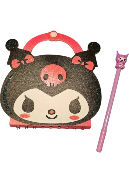 Kuromi Çıt Çıtlı Çantalı Defter Kalem- Pembe Fosforlu Kuromili Not Defteri fırsatları