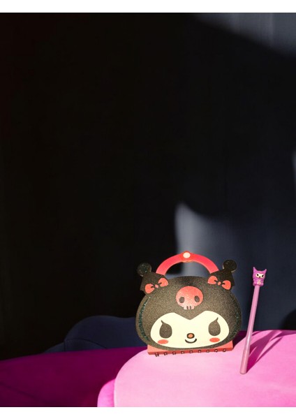 Kuromi Çıt Çıtlı Çantalı Defter Kalem- Pembe Fosforlu Kuromili Not Defteri indirimleri