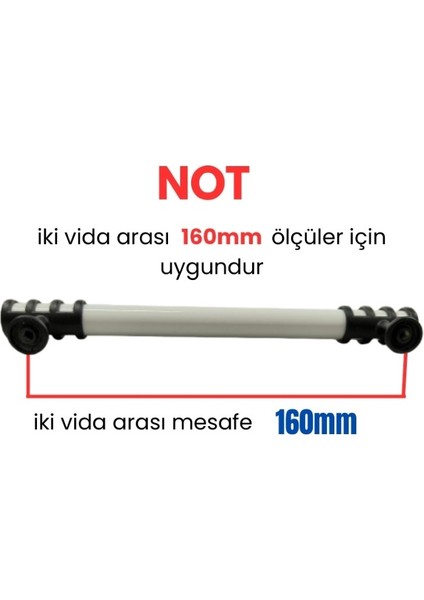 50 Adet Halka Boru Siyah Beyaz Metal Mobilya Kulbu 160 mm