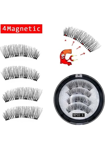 Yapışkansız Mıknatıslı Kirpik Klipsi 5 Kit 3D Vizon Yapay Kirpikler (Yurt Dışından)