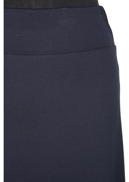 Kadın Aymoli Penye Kloş Beli Lastikli Astarlı Lacivert Etek modelleri