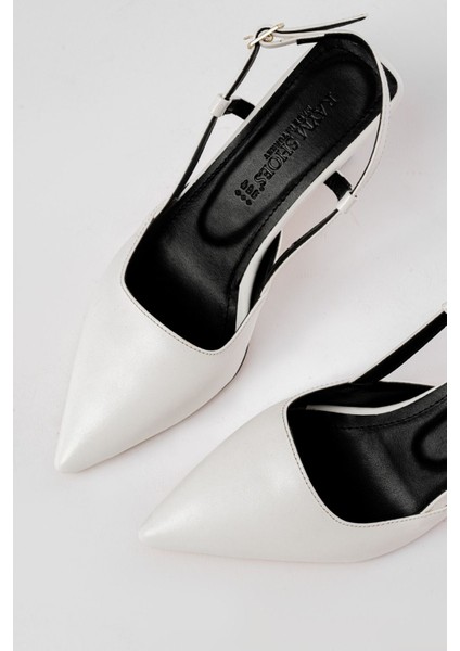 ST-002 Beyaz Cilt Günlük 7 cm Topuklu Bayan Ayakkabı modelleri