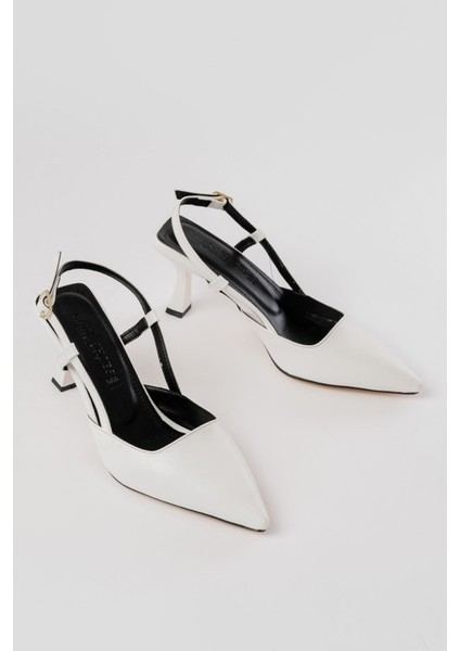 ST-002 Beyaz Cilt Günlük 7 cm Topuklu Bayan Ayakkabı fırsatları