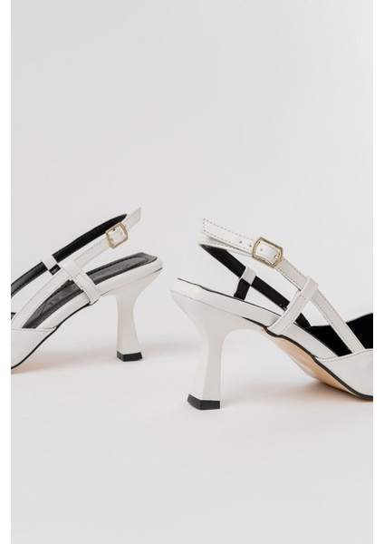 ST-002 Beyaz Cilt Günlük 7 cm Topuklu Bayan Ayakkabı indirimleri