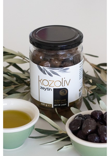 Doğal Gemlik Çeşidi Yağlı Siyah Zeytin 400 gr Cam Kavanoz