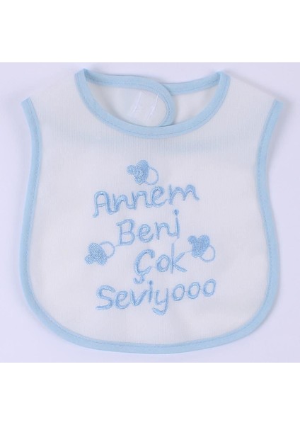 Annem Beni Çok Seviyoo Yazılı Mavi Su Geçirmez Önlük
