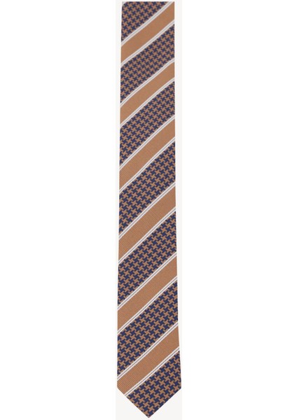 Erkek Camel Desenli Slim Kravat