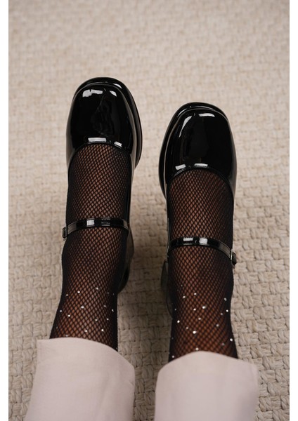 Lara Bilekten Bağlamalı Platform Rugan Kadın Ayakkabı Siyah modelleri