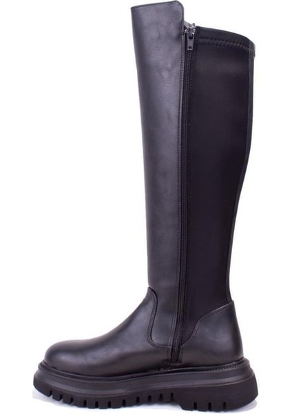 1043 Kadın Günlük Streçli Düz Topuk Çizme Siyah modelleri