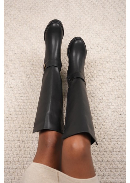 Edna Yan Ithal Toka Detaylı Kadın Çizme Siyah indirimleri