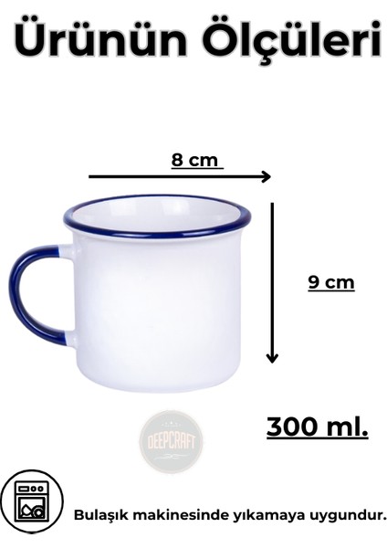 Deepcraft Best Quality Enamel Mavi Kulp Kupa 300 Ml