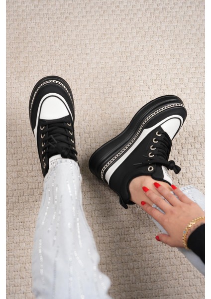 Jolie Guja Ithal Taban Taş Detaylı Özel Seri Deri Kadın Spor Bot Siyah modelleri