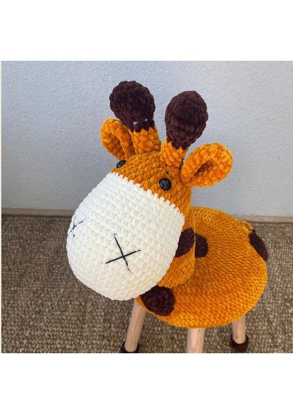Hayvan Figürlü Ahşap Amigurumi Çocuk Taburesi Zürafa modelleri