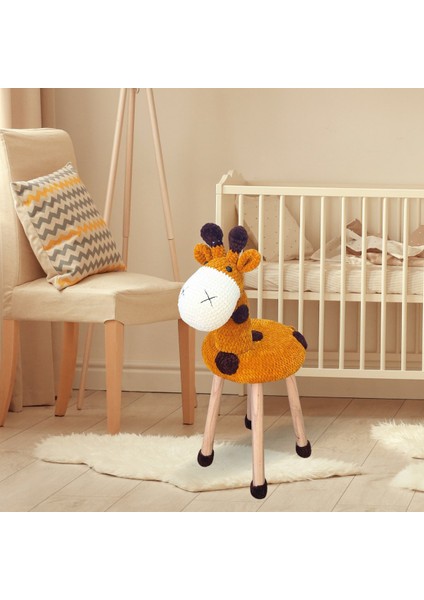 Hayvan Figürlü Ahşap Amigurumi Çocuk Taburesi Zürafa indirimleri