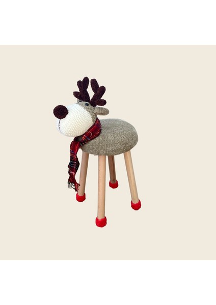 Hayvan Figürlü Ahşap Amigurumi Çocuk Taburesi Yılbaşı Geyik fiyatları