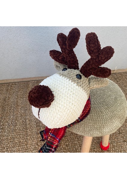 Hayvan Figürlü Ahşap Amigurumi Çocuk Taburesi Yılbaşı Geyik fırsatları