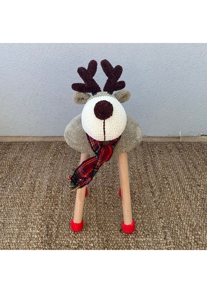 Hayvan Figürlü Ahşap Amigurumi Çocuk Taburesi Yılbaşı Geyik indirimleri
