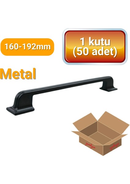 50 Adet Okyanus Siyah Metal Mobilya Kulbu 160 mm - 192 mm