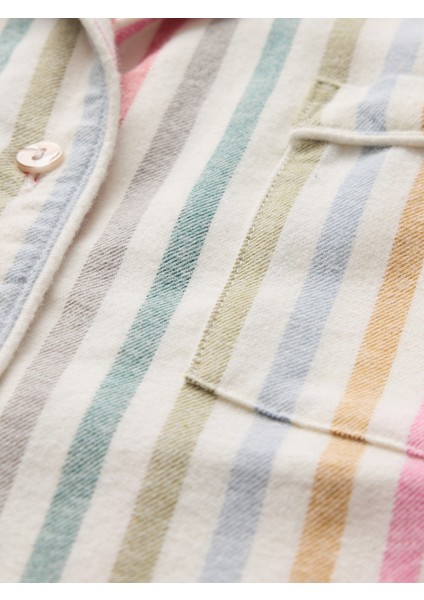 Kadın Çok Renkli Desenli Flannel Pijama Takımı