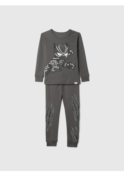 Bebek Gri %100 Pamuk Marvel Grafikli Pijama Takımı