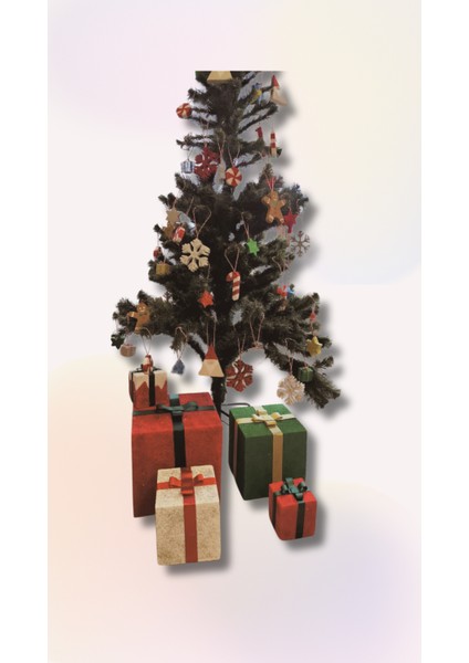 Yılbaşı Ağacı Süsü 5'li Yeşil Simli Strafor Yıldız 5 cm